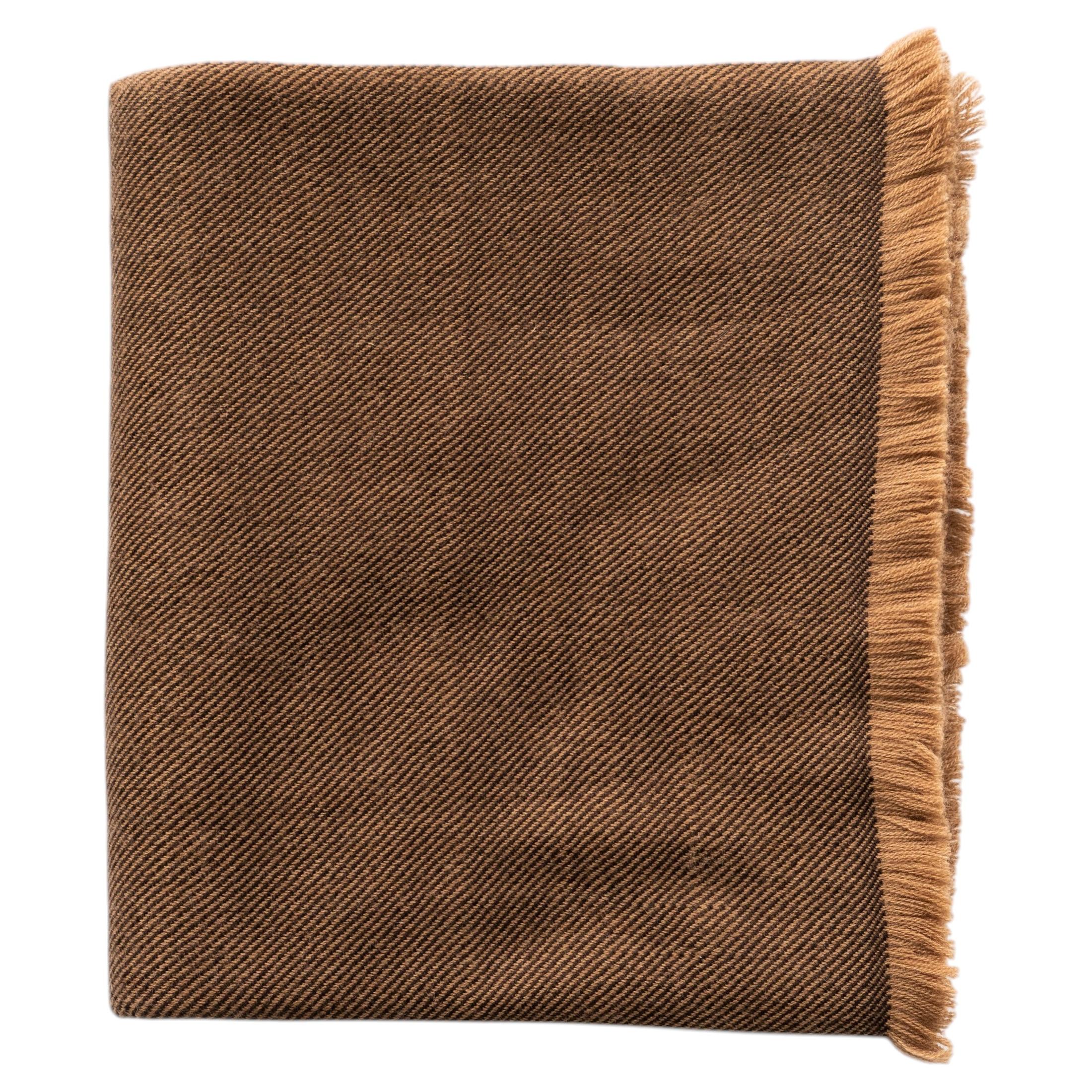 Coperta Hay Twill Merino Handloom Soft Throw Blanket in Rich Warm Brown