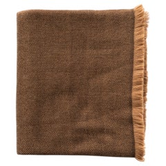 Hay Twill Merino Handloom Soft Throw Blanket In Rich Warm Brown