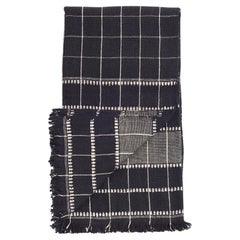Charco  Handloom Throw / Blanket Black Organic Cotton Checks Pattern
