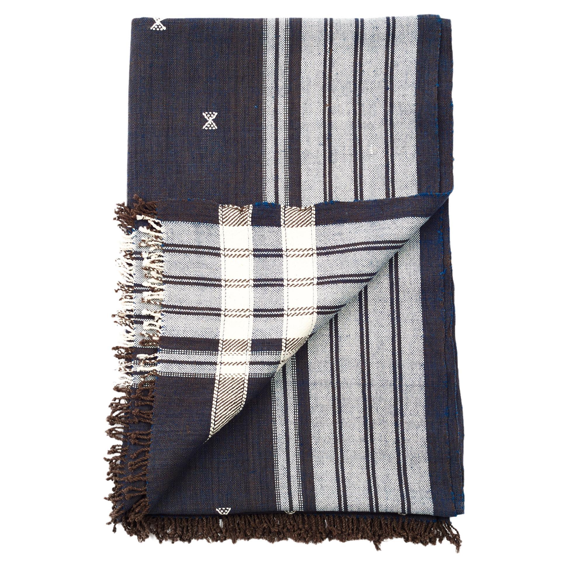 L
Indie Throw in Indigo, motivi geometrici minimali tessuti a mano in cotone organico