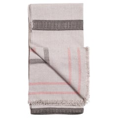 Organic Cotton Pewter Handloom Throw In Stripes Pattern & Soft Hues