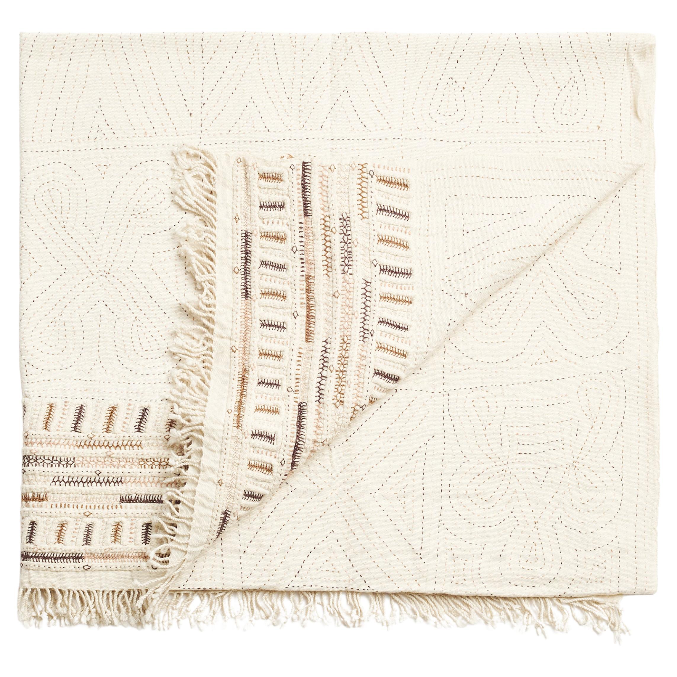 Unah Brown Throw, ricamato a mano con motivi intricati da artigiani.
