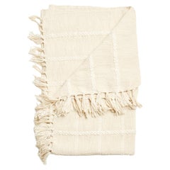 Sea Shell White Checks Pattern Textured Weave Cotton Weighted HandloomThrow