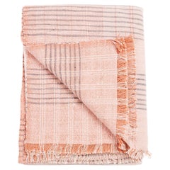 Silica Rose In Shades of Salmon Gray Stripes Pattern Soft Handwoven Merino Throw