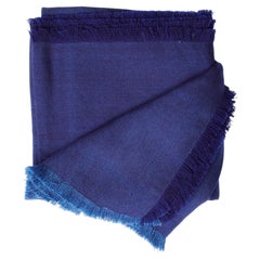 Cobalt Blue Herringbone Plush Soft Merino Handwoven Throw