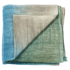 Coperta in lana merino tessuta a mano Lake Moss, in tranquille tonalità di blu-verde