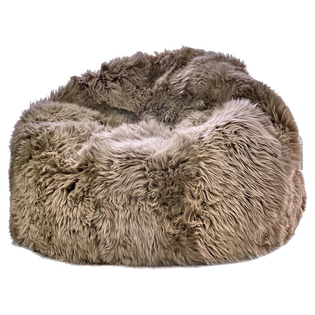 Fur Bean Bag Chair Cover taupe or Stone  - Merino Sheepskin For Sale