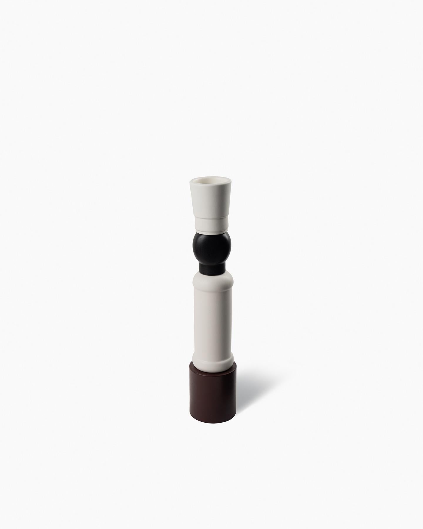 Italian Bittosi Marrone/bianco/nero opaco Vaso by Nathalie Du Pasquier For Sale