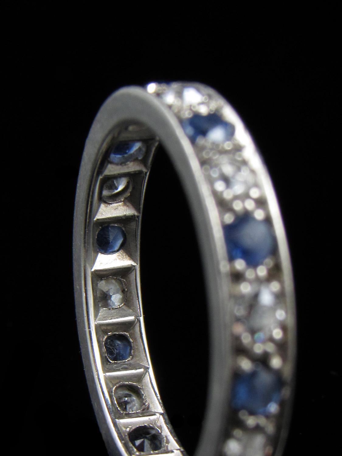 20th Century White Gold Sapphire and Diamond Full Eternity Ring, circa 1950