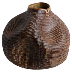 Skoby Joe Hand Made Brown Ceramic Vase Wabi Sabi Mid-Century Modern Sculpture