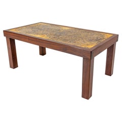 Table basse française avec céramique signée Jean d'Asti Vallauris, 1960