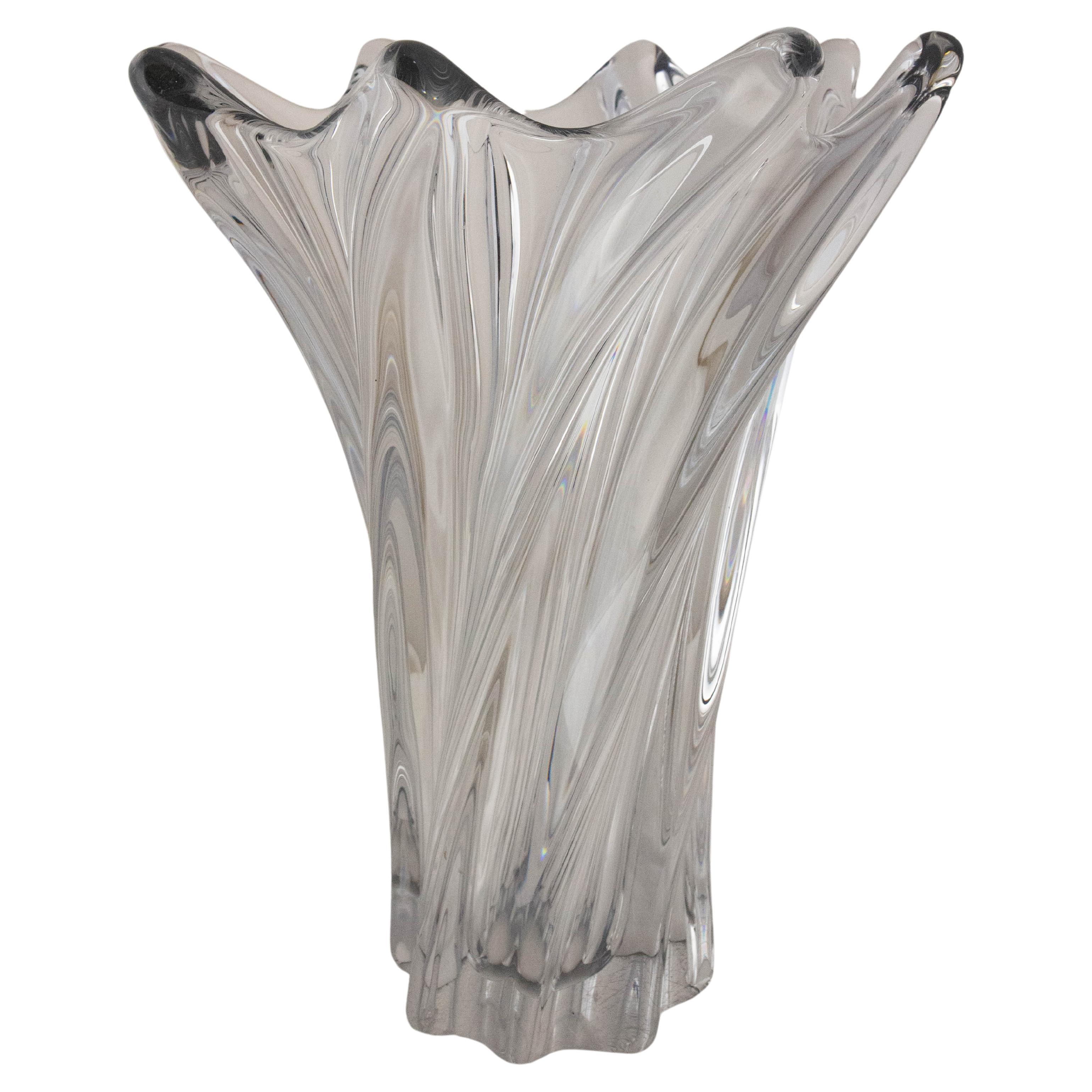 French Crystal Vase Vianne Manufactures Mid-Century