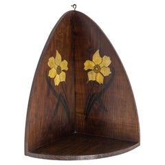 Art Nouveau Corner Shelf with Painted Flowers, French, circa 1920