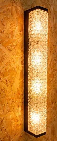 Aplique de Pared de Cristal Texturado y baquelita francesa circa 1960
