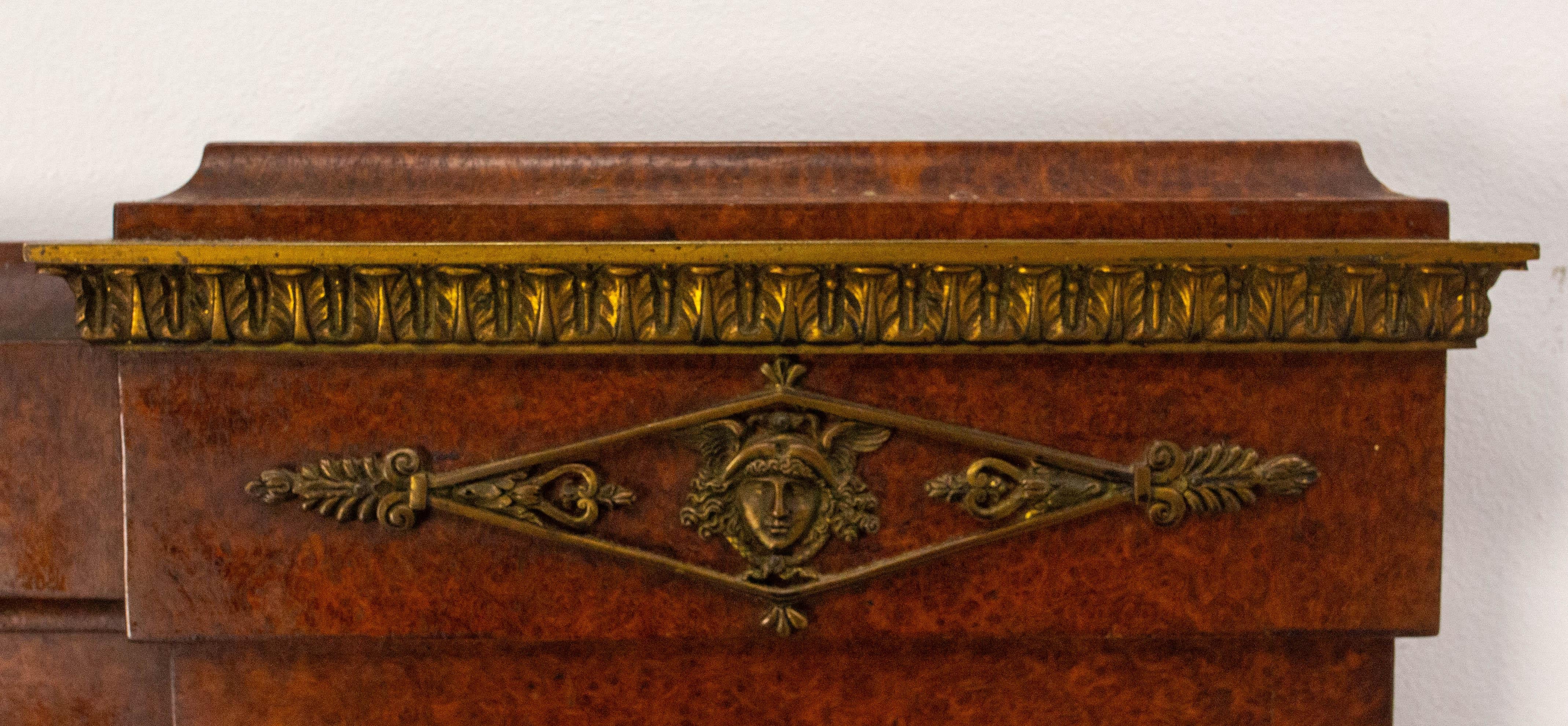 Antique Empire Bed Maple Burl & Brass Ancient Grece Theme French 19th C For Sale 2