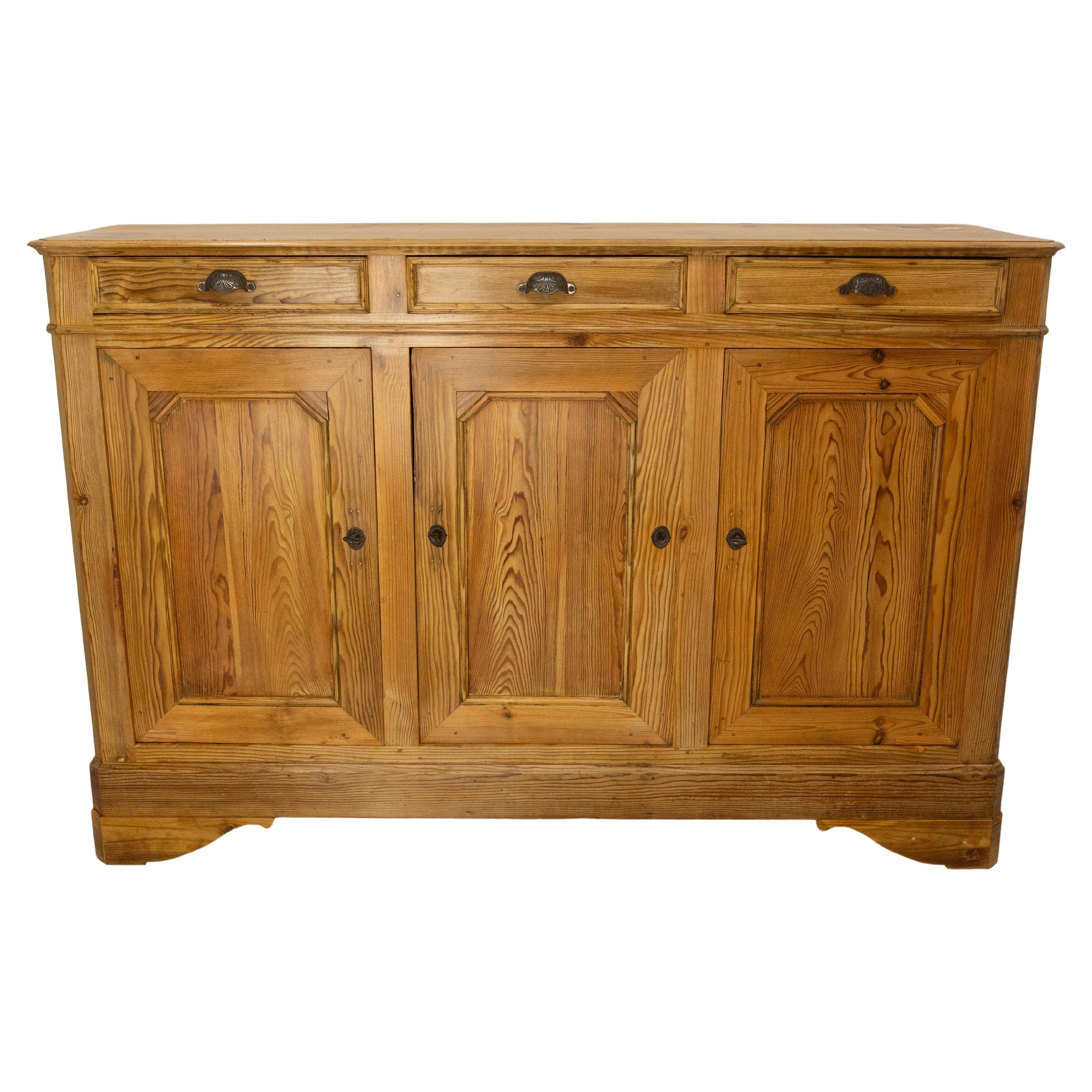 French Sideboard Credenza Provincial Pine Buffet Cabinet, Mid-19th Century