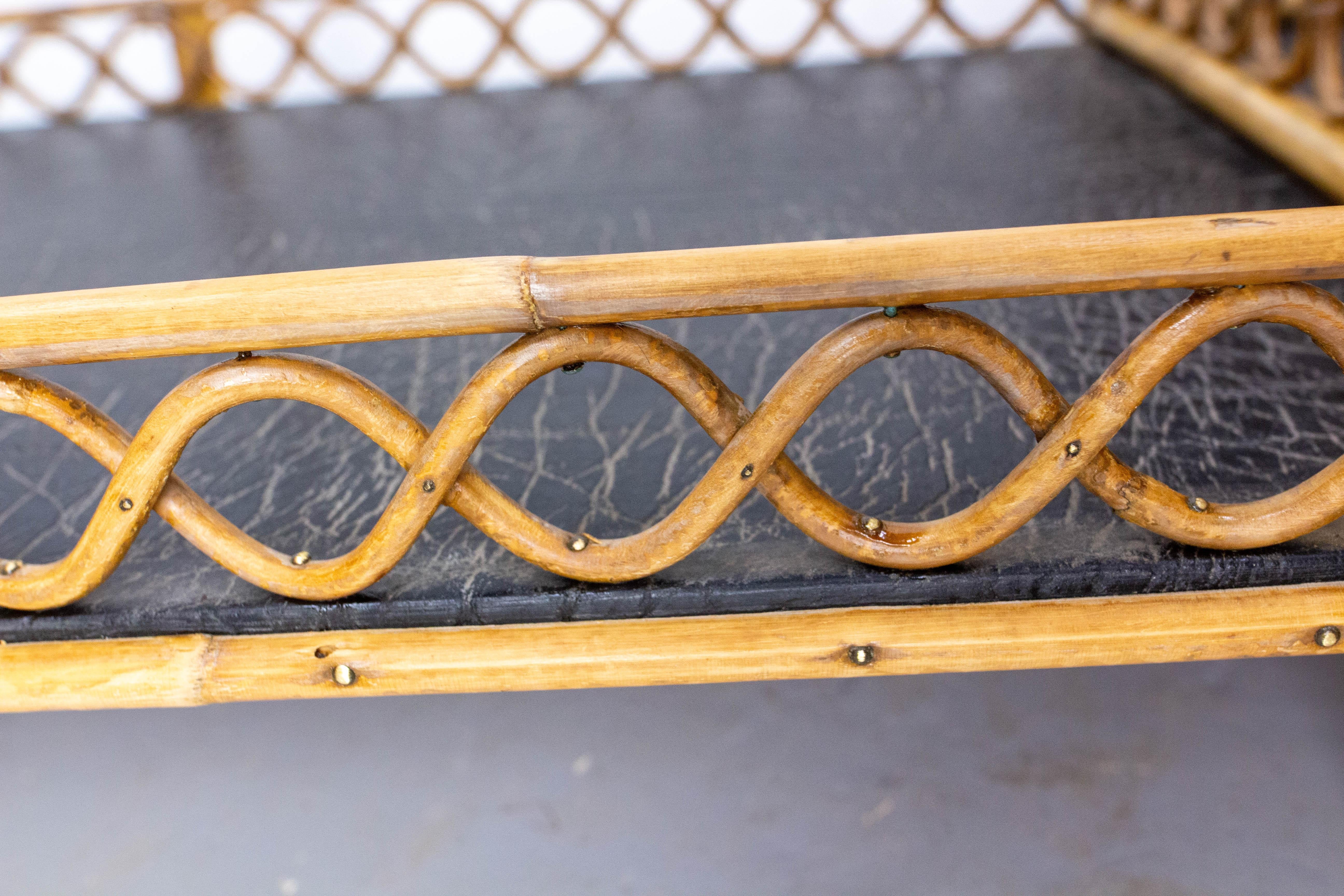 Midcentury Rattan and Skai Trolley Bar Cart, circa 1950 For Sale 3