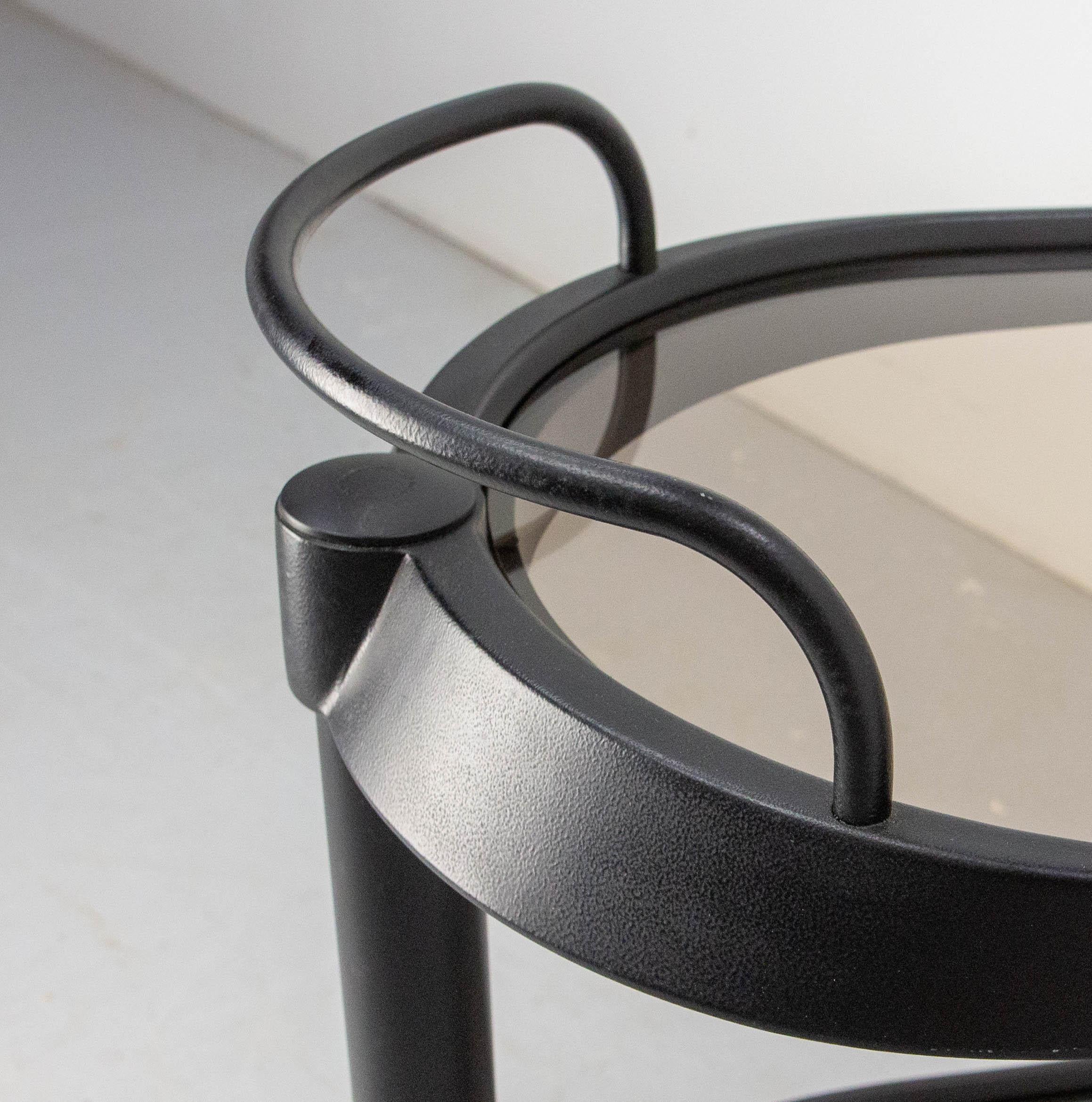 Italian Smoked Glass & Metal Serving Trolley by Enzo Mari for Alessi, circa 1980 For Sale 5