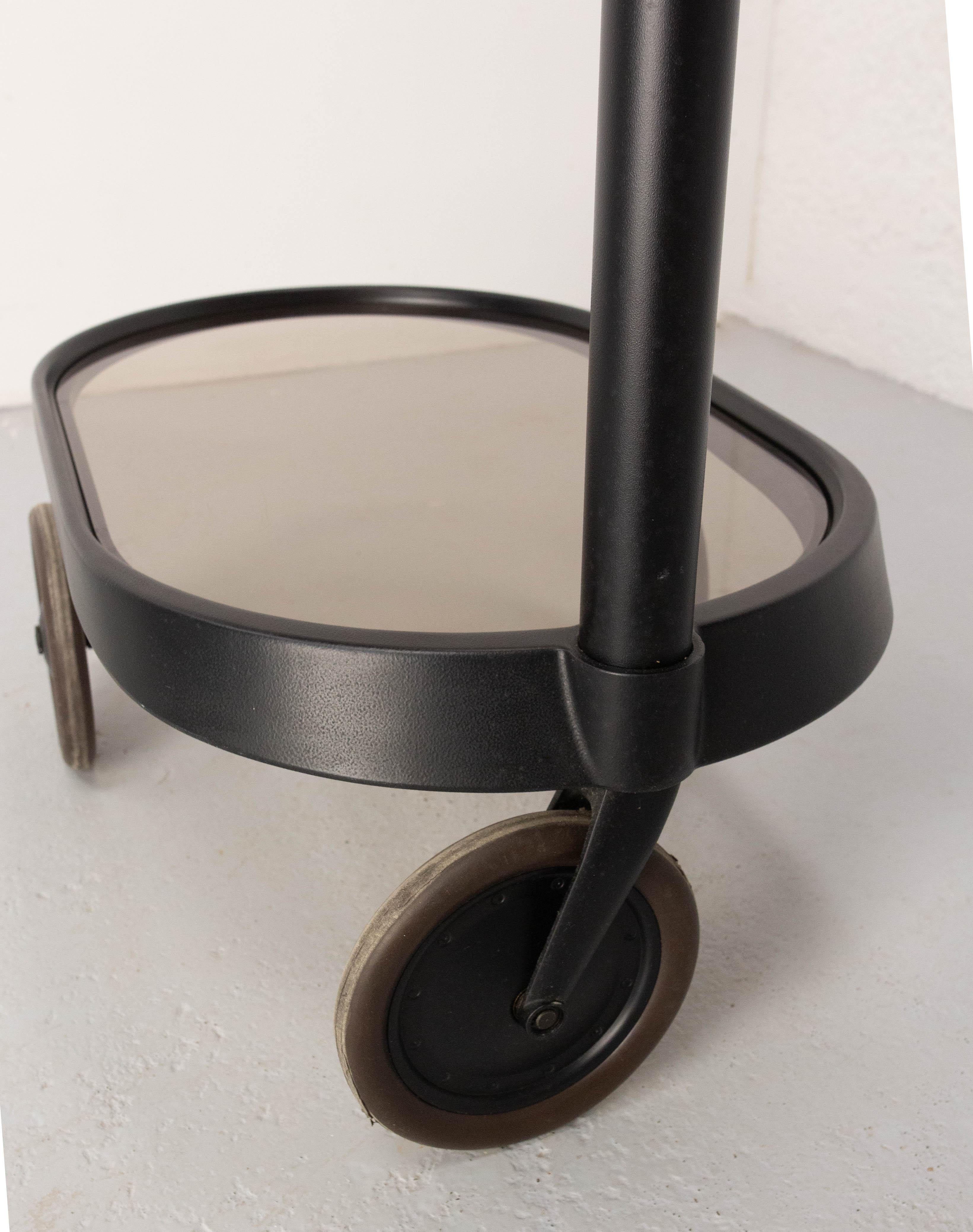 Italian Smoked Glass & Metal Serving Trolley by Enzo Mari for Alessi, circa 1980 For Sale 1