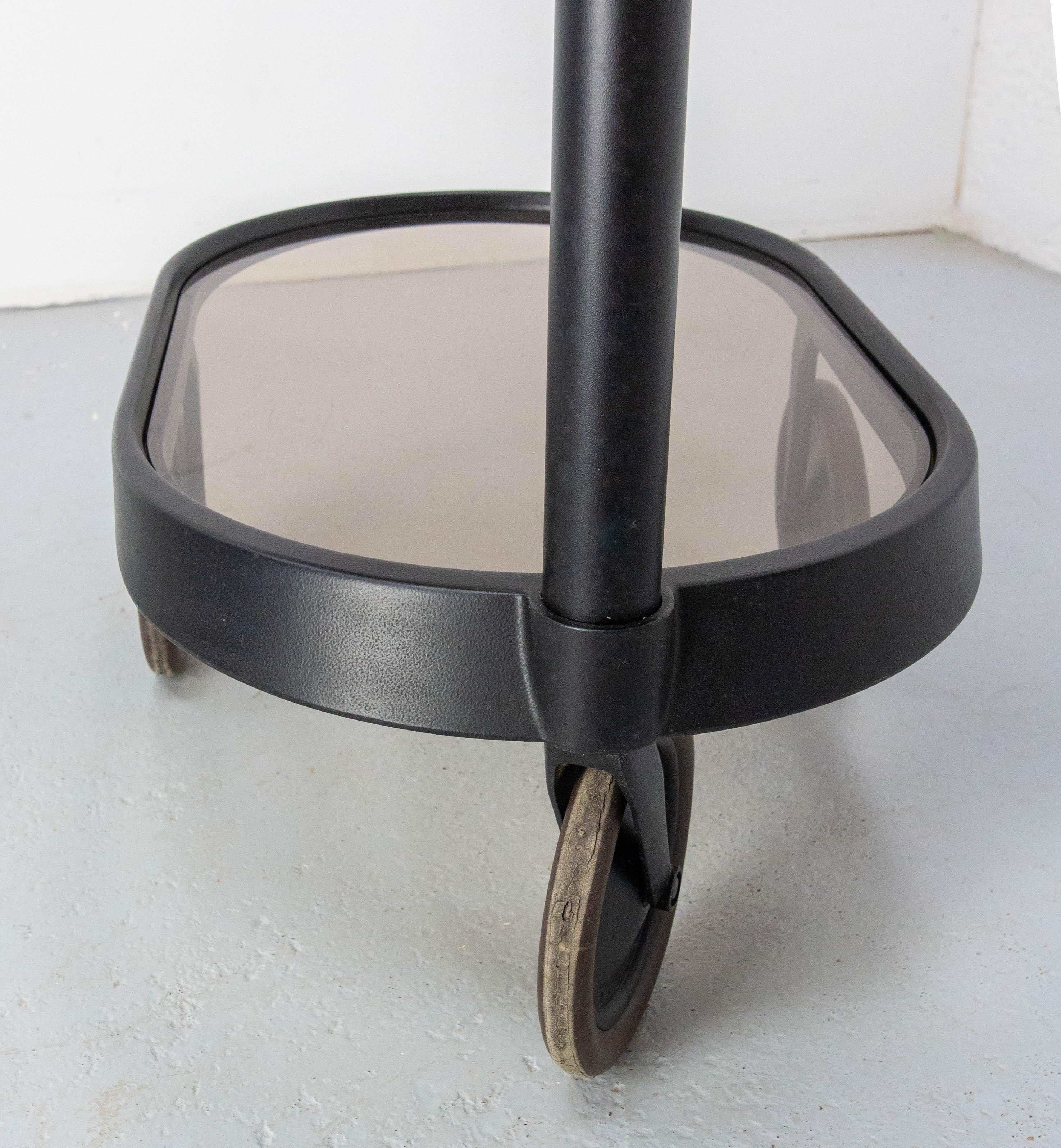 Italian Smoked Glass & Metal Serving Trolley by Enzo Mari for Alessi, circa 1980 For Sale 2