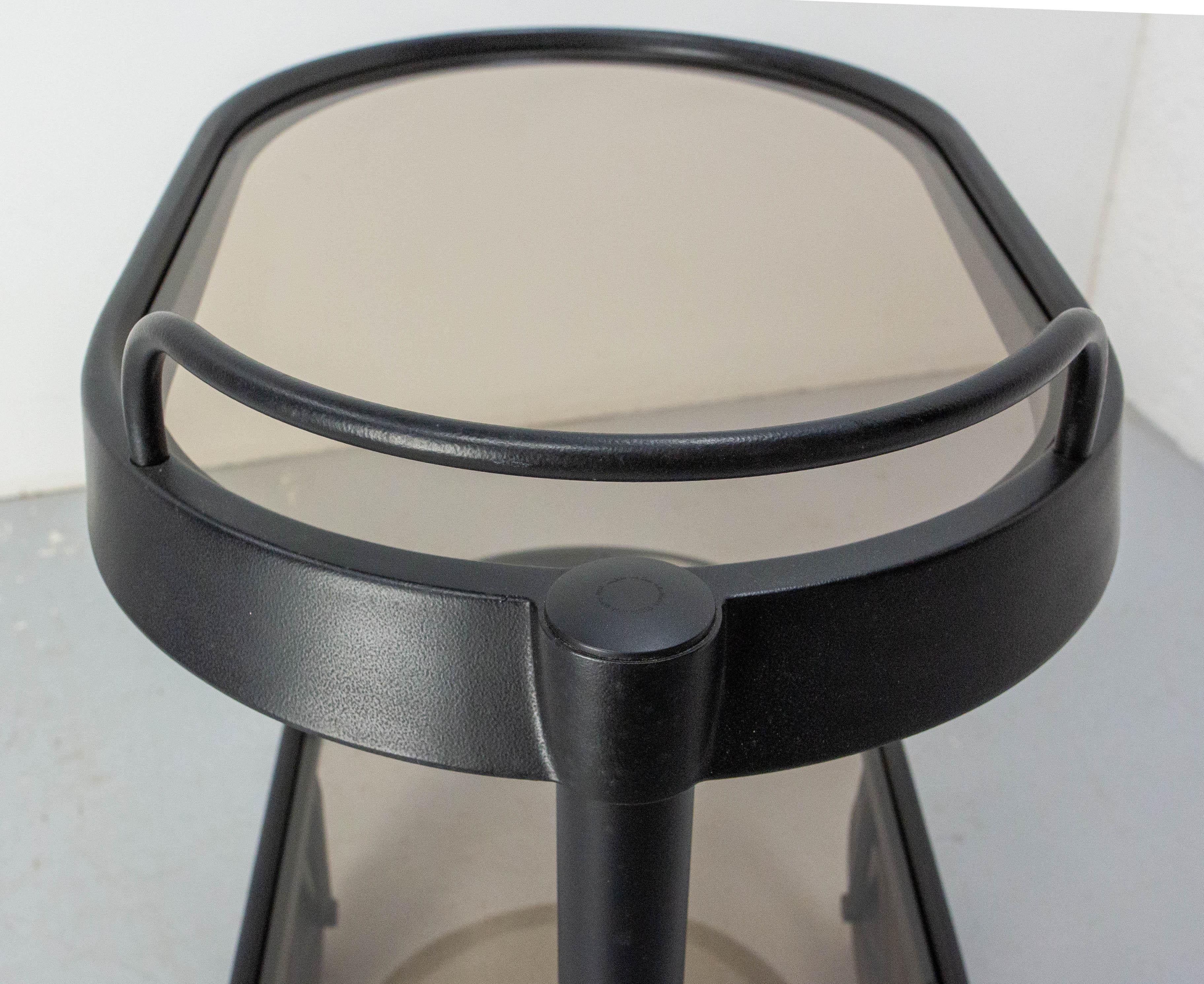 Italian Smoked Glass & Metal Serving Trolley by Enzo Mari for Alessi, circa 1980 For Sale 3