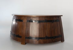 Midcentury Oak Barrel-Shaped Desk Writing Table Curved
