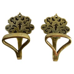 Pair of Hooks, Bronze Wall Coat Racks circa 1960