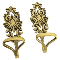 Pair of Bronze Wall Coat Racks or Hooks circa 1960