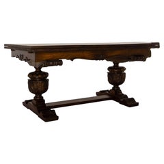 Oak Dining Table Extendable Spanish Carved Oak Renaissance Style circa 1950