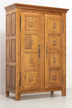 Carved Oak Cabinet, Charles Dudouyt Style, France, 1960