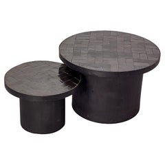 Pair of Gigogne Coffee Table Black Zellige, Morocco, circa 1960