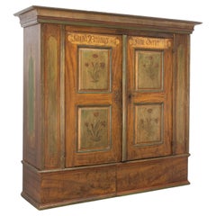 Swiss Painted Wedding Armoire Massive Pine Cabinet Modular Wardrobe late 18th C