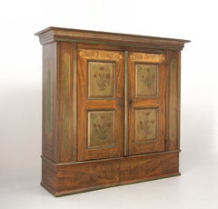 Swiss Painted Wedding Armoire Massive Pine Cabinet Modular Wardrobe late 18th C