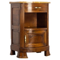 French Side Table Walnut Marble & Bronze Nightstand Sofa Table, circa 1920