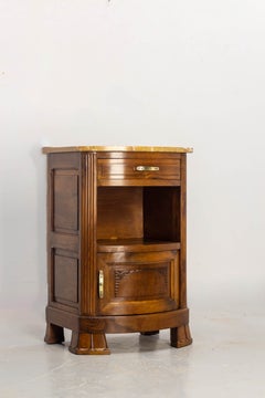 French Side Table Walnut Marble & Bronze Nightstand Sofa Table, circa 1920