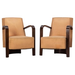 Pair of Beech Armchairs French Art Deco, circa 1930