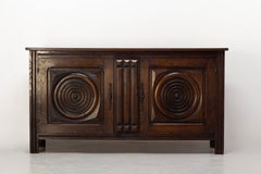 French Dudouyt Style Buffet Oak Credenza Cabinet, circa 1940