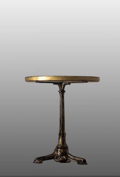 French Bistro Guinguette Table Faience Top & Wrought Iron, 1900