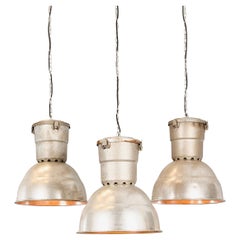 1960s Industrial Spun Aluminium Ceiling Pendant Lamps/Light Shades - Various Qty