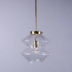 1950's Prismatic Double Diamond Crystal Pendant Lamps
