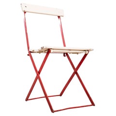 1950’s Slatted Red And White French Outdoor Folding Chairs