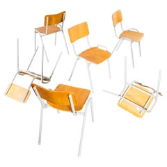 1970's Simple Stacking University Dining Chairs - Set Of Six