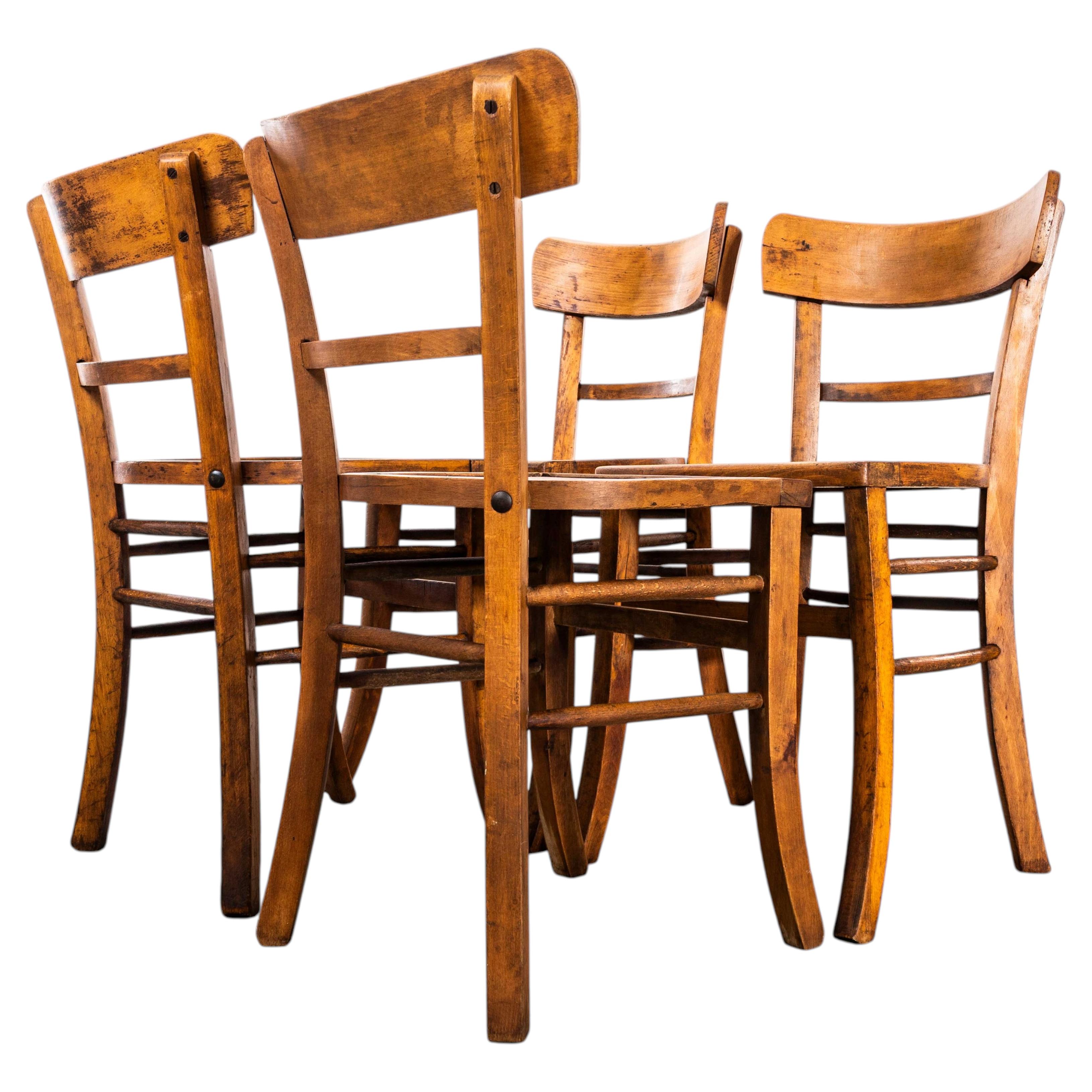 1950’s French Single Bar Back Farmhouse Dining Chairs - Set Of Four