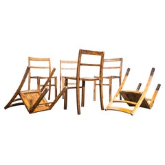 1940's Beech and Iron Stacking School Dining Chairs- Set Of 6