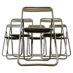 1970's New Old Stock Original French Army Surplus Folding Chairs-set of 6