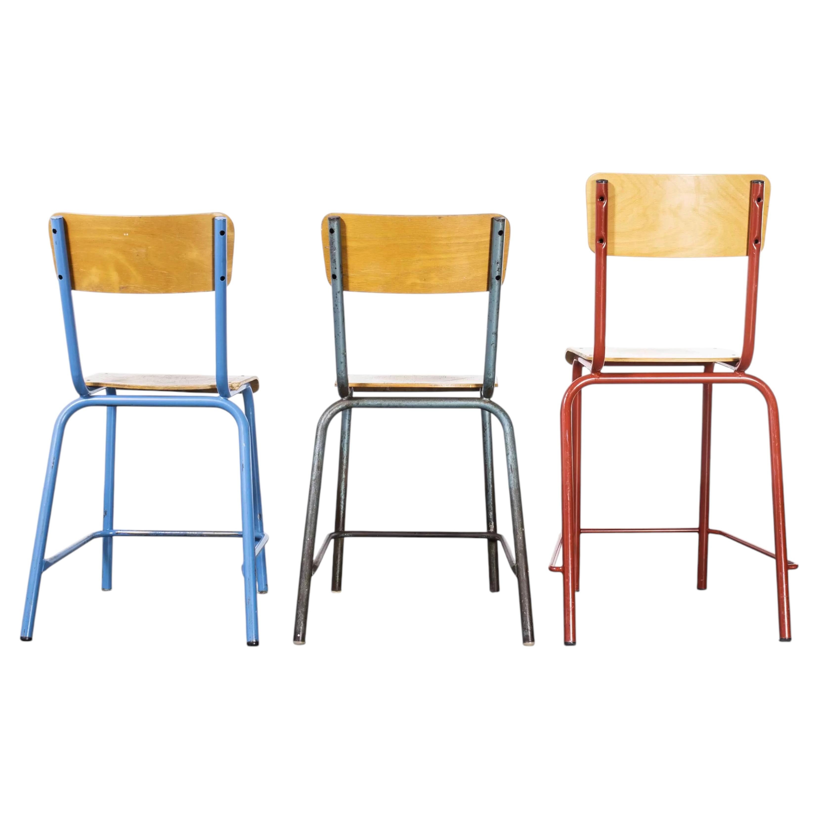 1950's Mullca High Laboratory Stacking Dining Chairs, Set Of Three For Sale