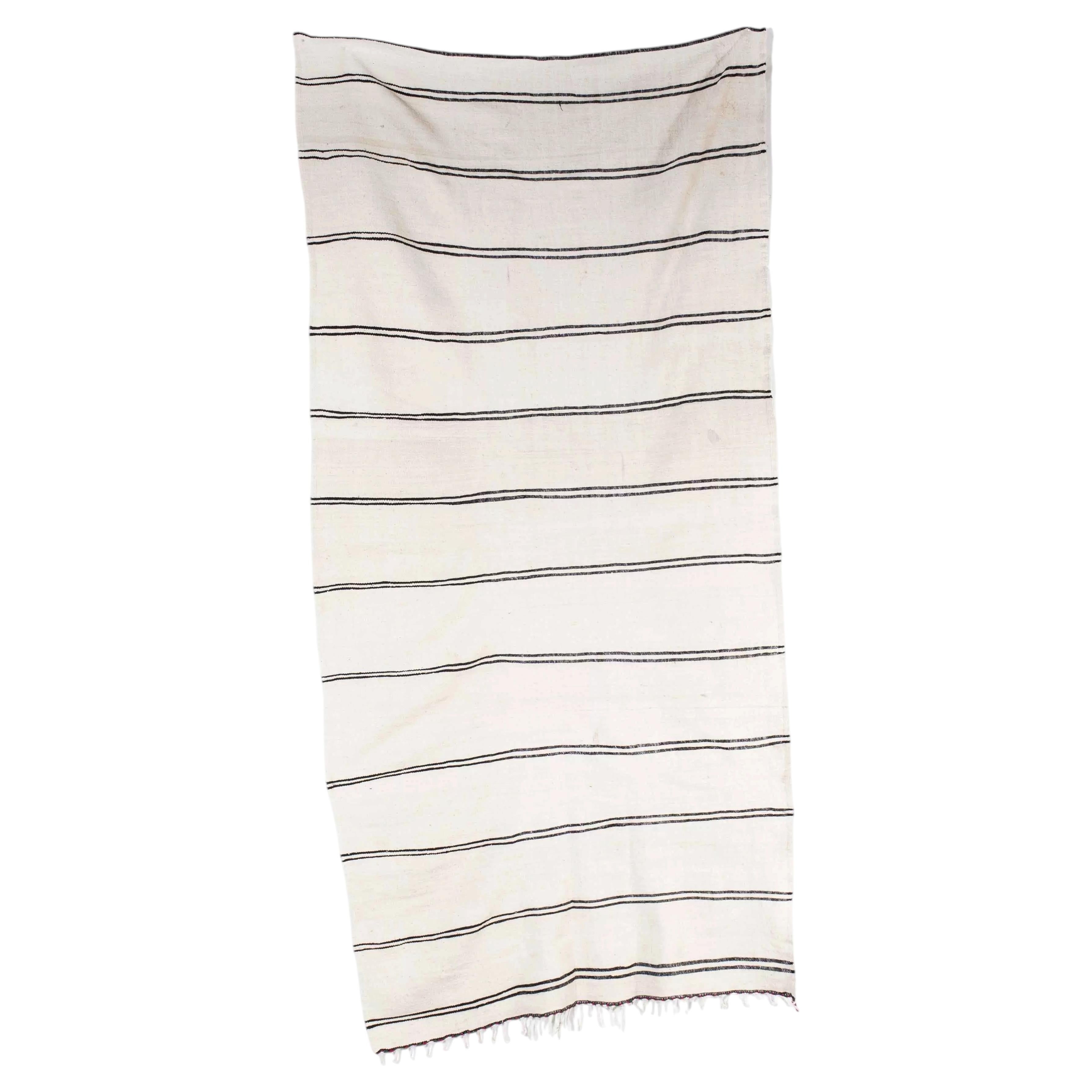 Vintage Berber Fine  Monochrome Stripe Hanbel Rug