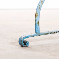 1950's French Light Blue Metal Round Small Gueridon Table