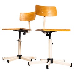 1960's Industrial Swivel Desk Chair With White Base