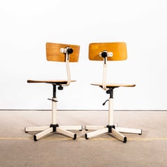 1960's Industrial Swivel Desk Chair With White Base